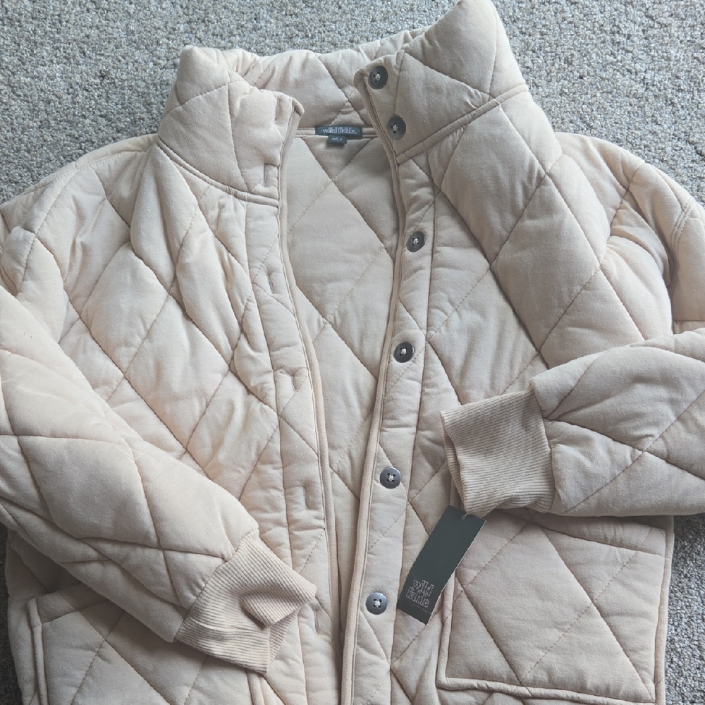Wild Fable Cream Quilted Puffer Jacket